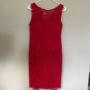 Adrianna Papell Red Lace Dress Like New! Size 6